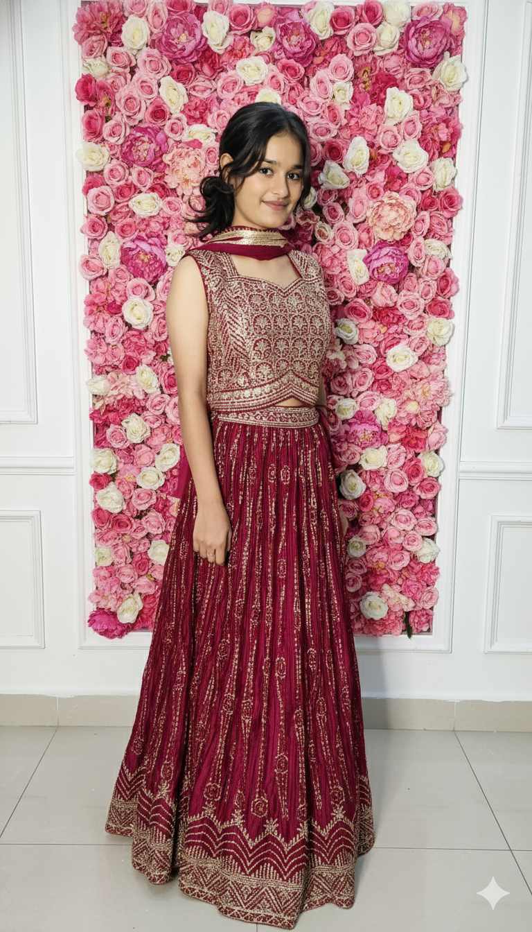 Women Maroon Stylish Lancha