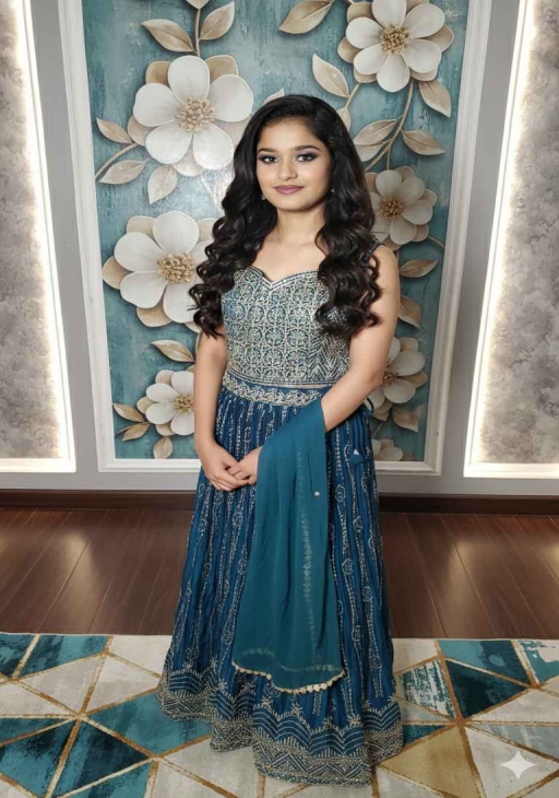 Women Teal Blue Stylish Premium Lancha