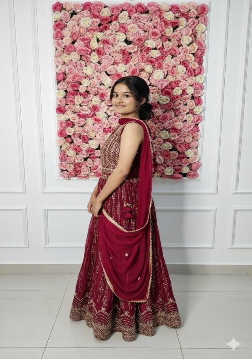 Women Maroon Stylish Lancha