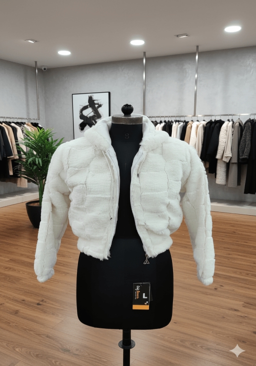 Girls Winter Faux Fur White Hoodie