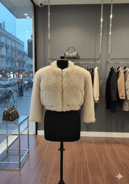 Girls Faux Fur Jacket Cream