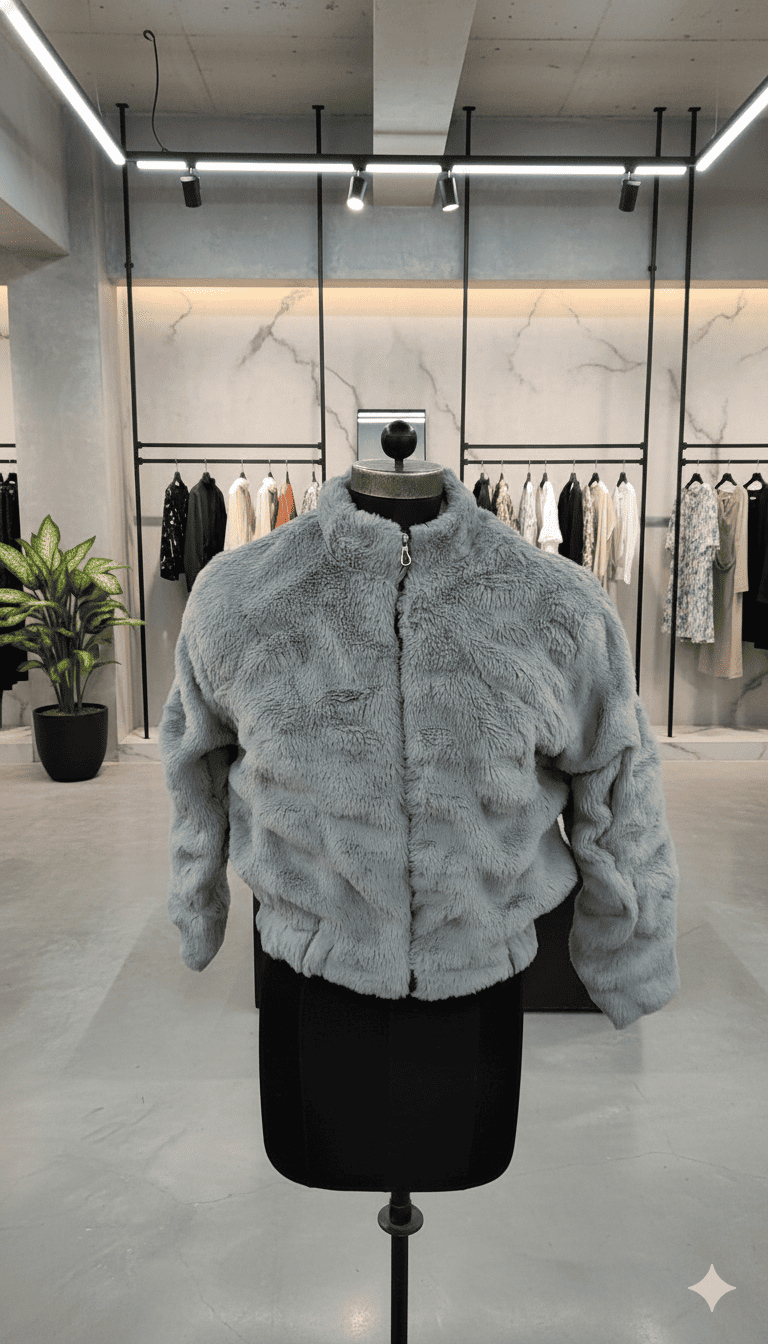 Girls Faux Fur Grey Jacket