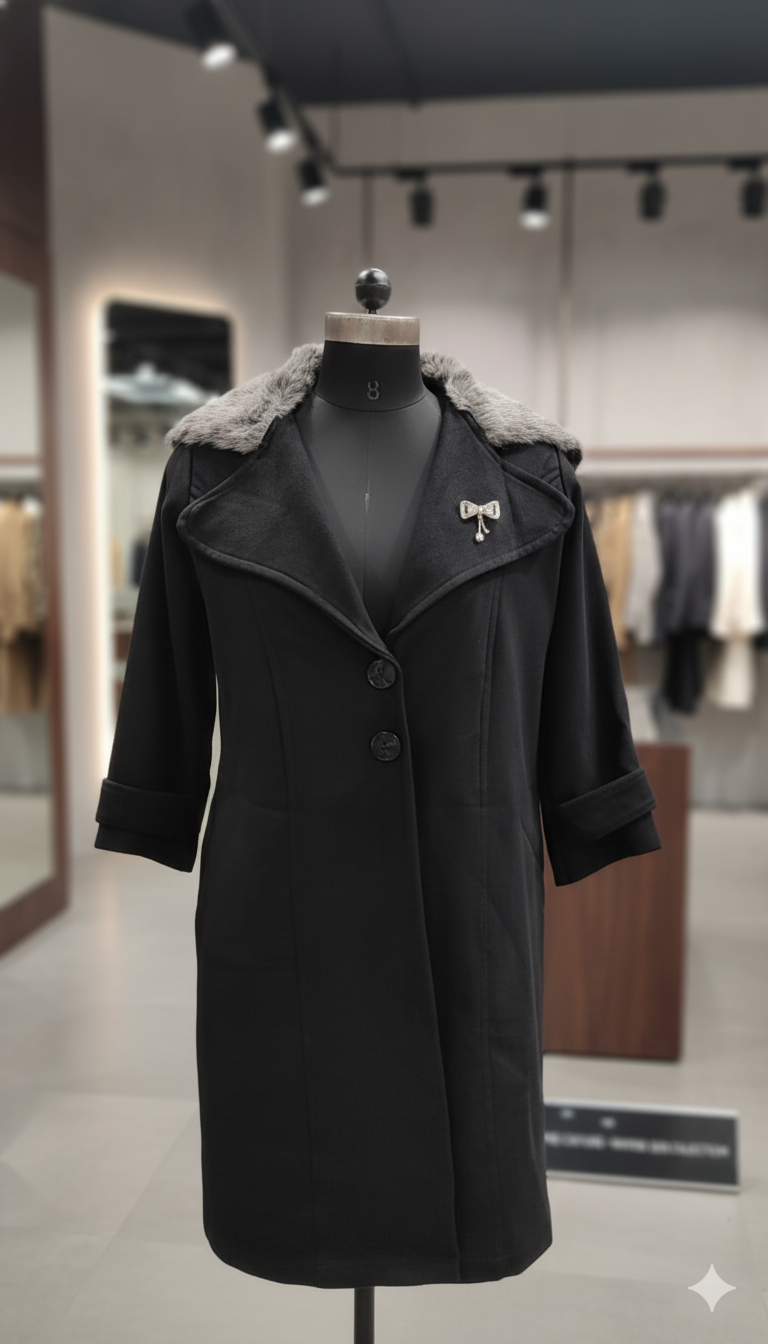 Girls Fur Collar Rose Pink 