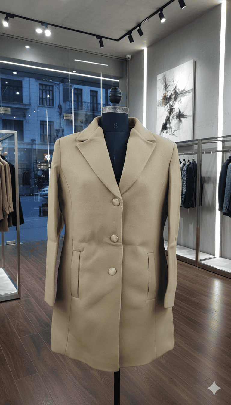 Girls Long Coat Beige