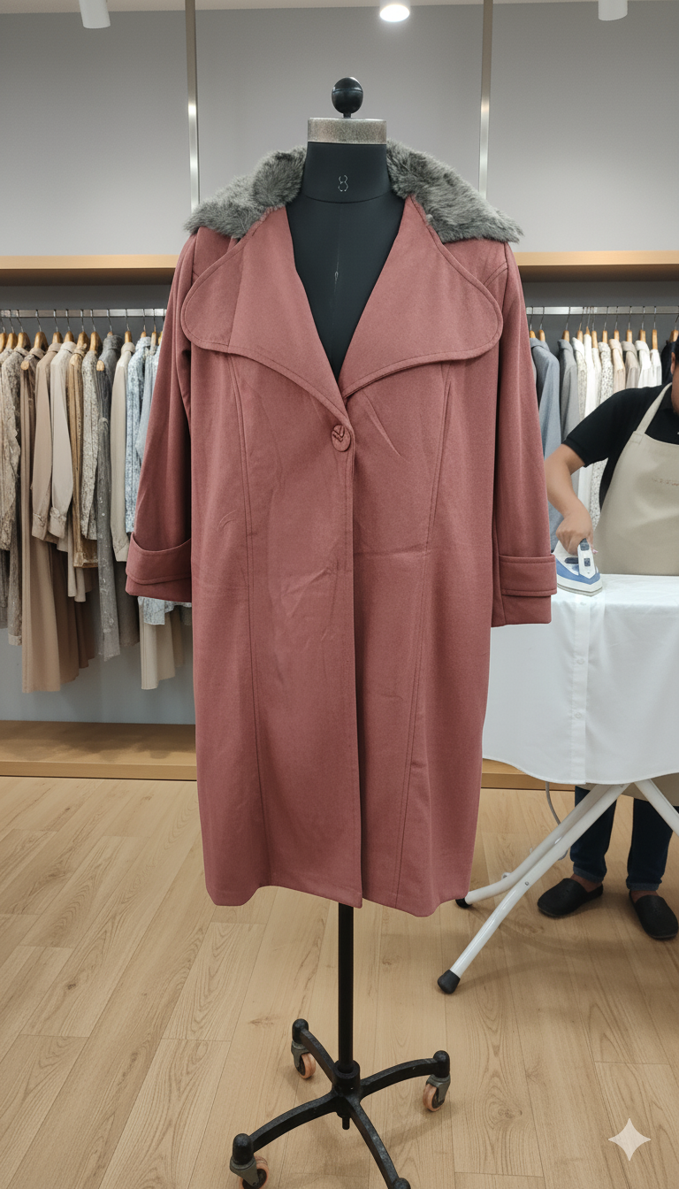 Girls Fur Collar Rose Pink 