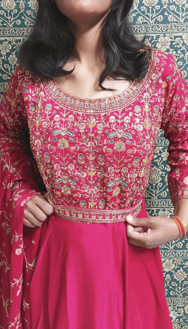 Women Georgette Embroidered Frock Suit