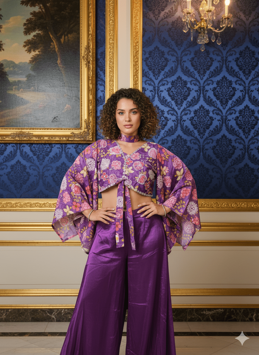 Purple Crop Top with Sharara