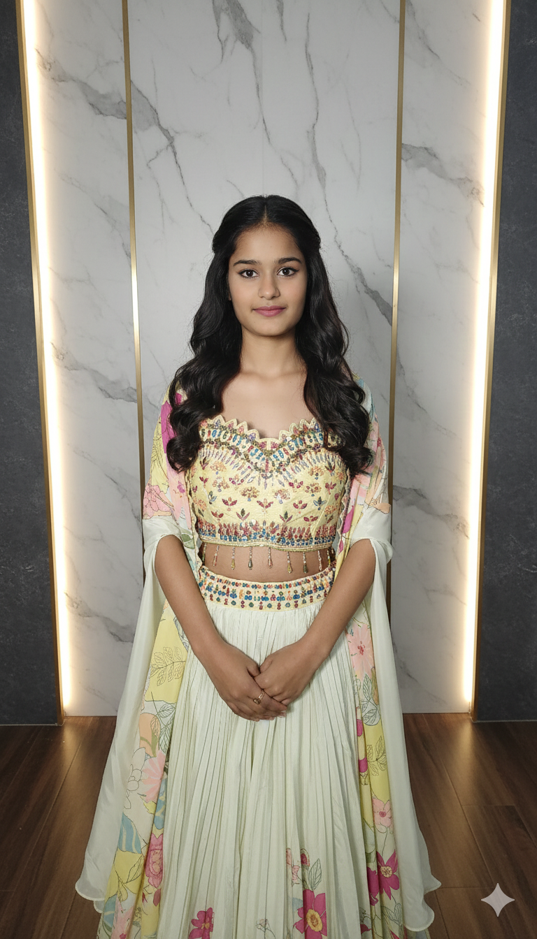 Designer lehenga choli with Shrug