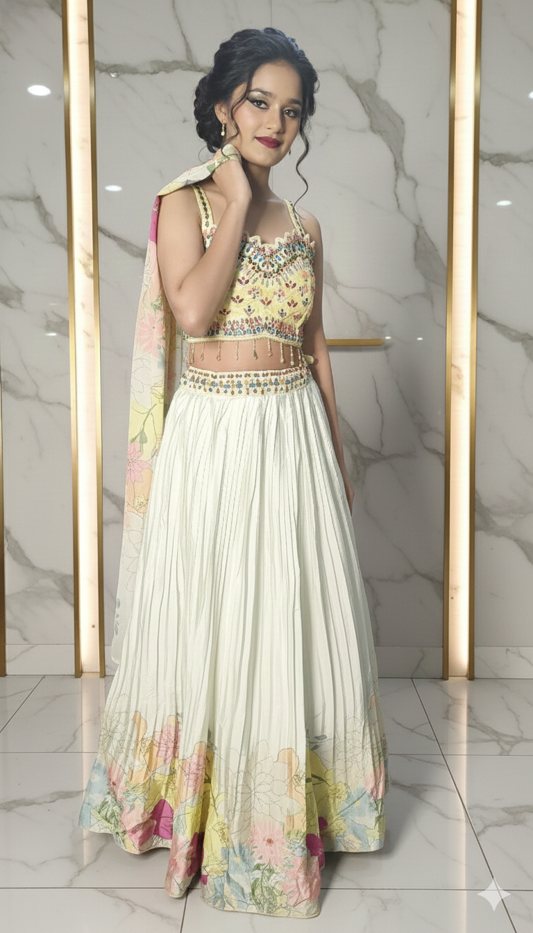 Designer lehenga choli with Shrug