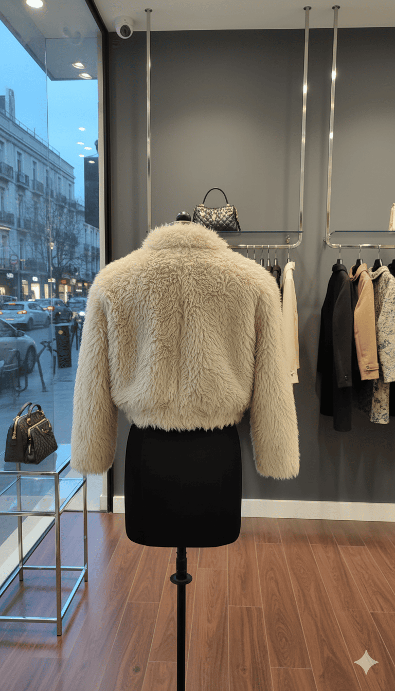 Girls Faux Fur Jacket Cream