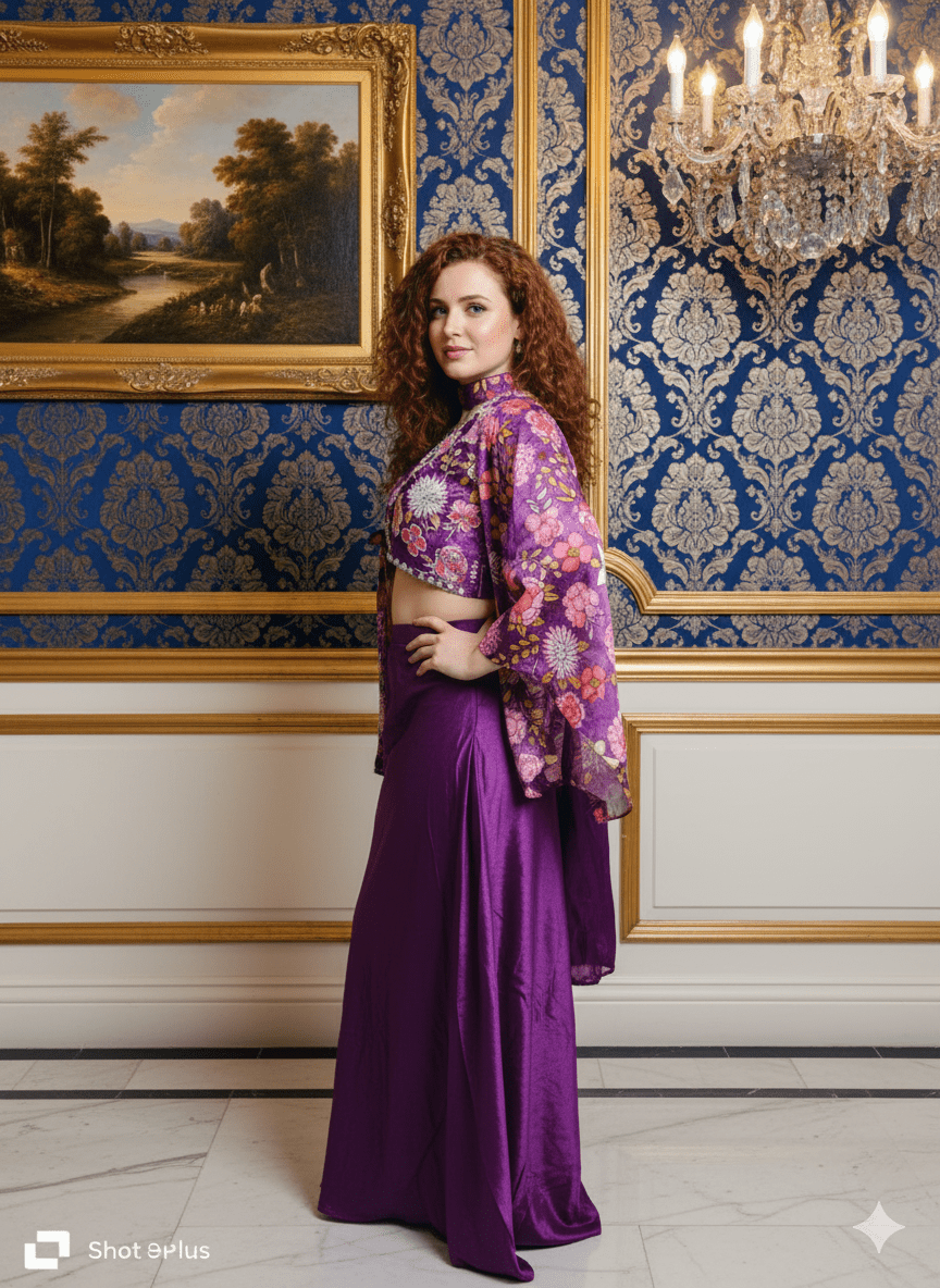 Purple Crop Top with Sharara