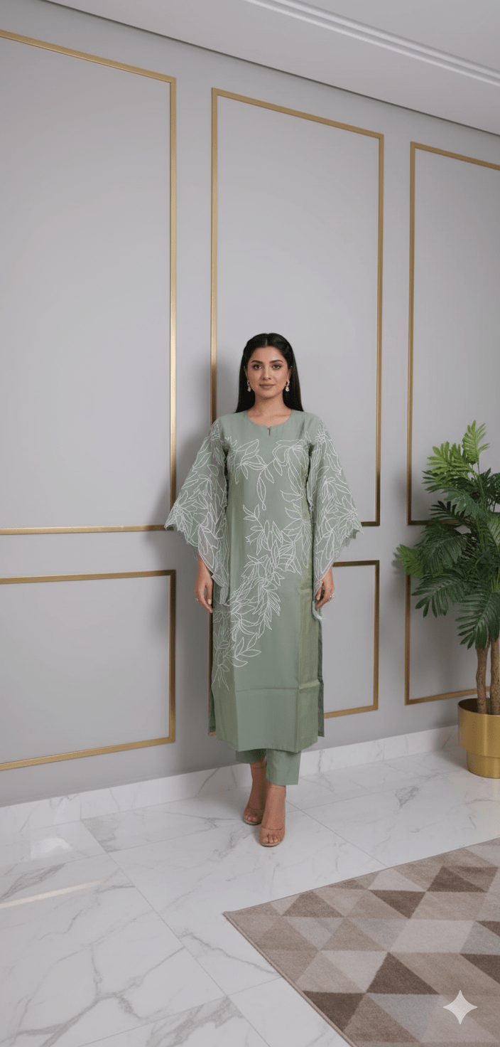 Women Sage Cotton Kurta Set