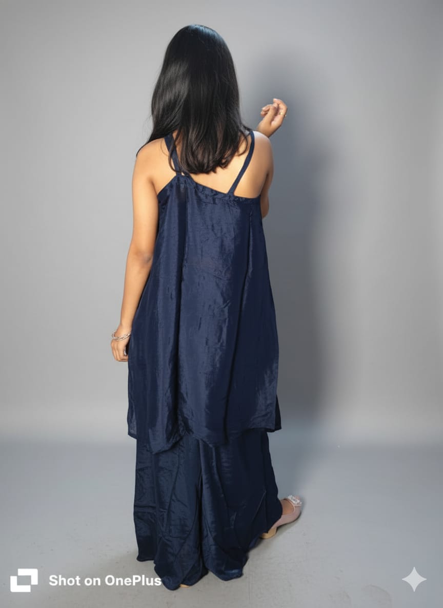 Women Navy Chinnon Western Dress