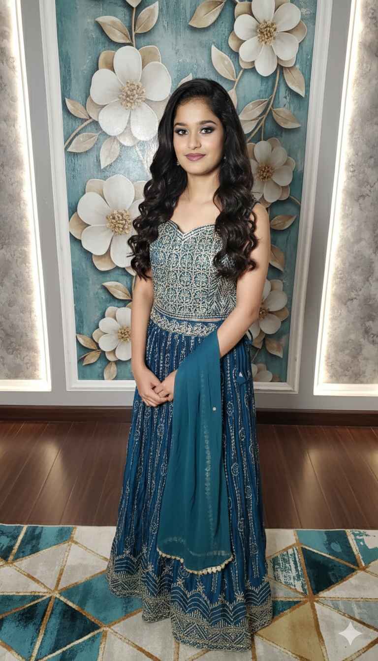 Women Teal Blue Stylish Premium Lancha